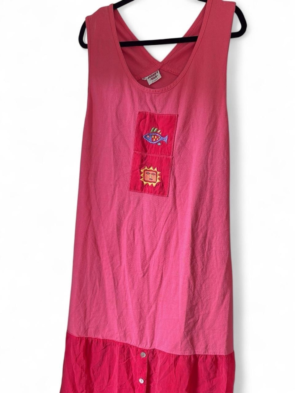 Johnny Was Pink Two-Tone Embroidered Tank Skirt